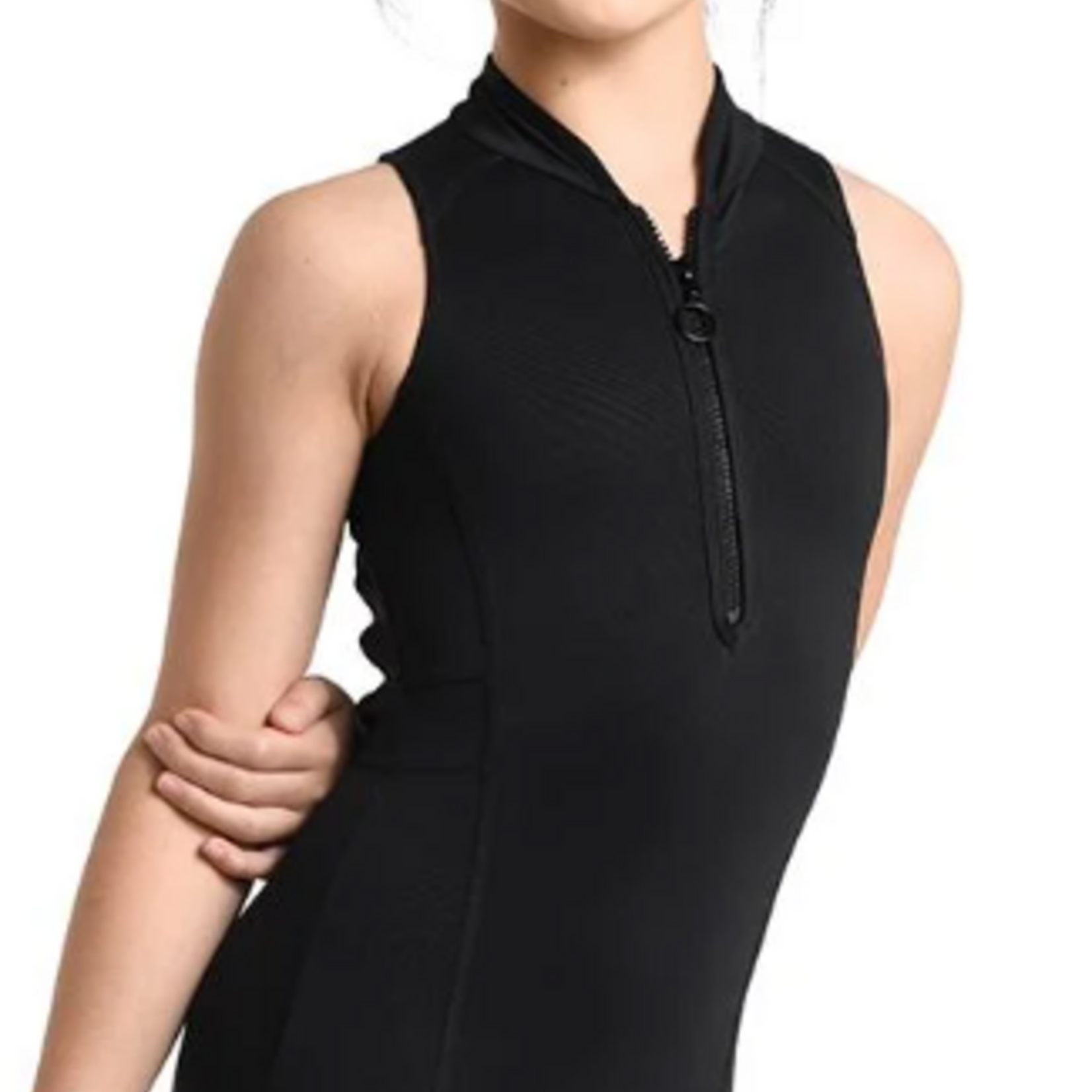 Danznmotion DANZ N MOTION SLEEVELESS ZIP UP LEO CRISS CROSS BACK 2724C BLK 12/14