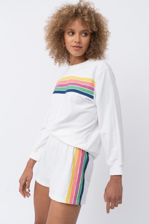 Retro Color Stripe Sweatshirt