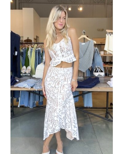 White lace midi skirt cheap