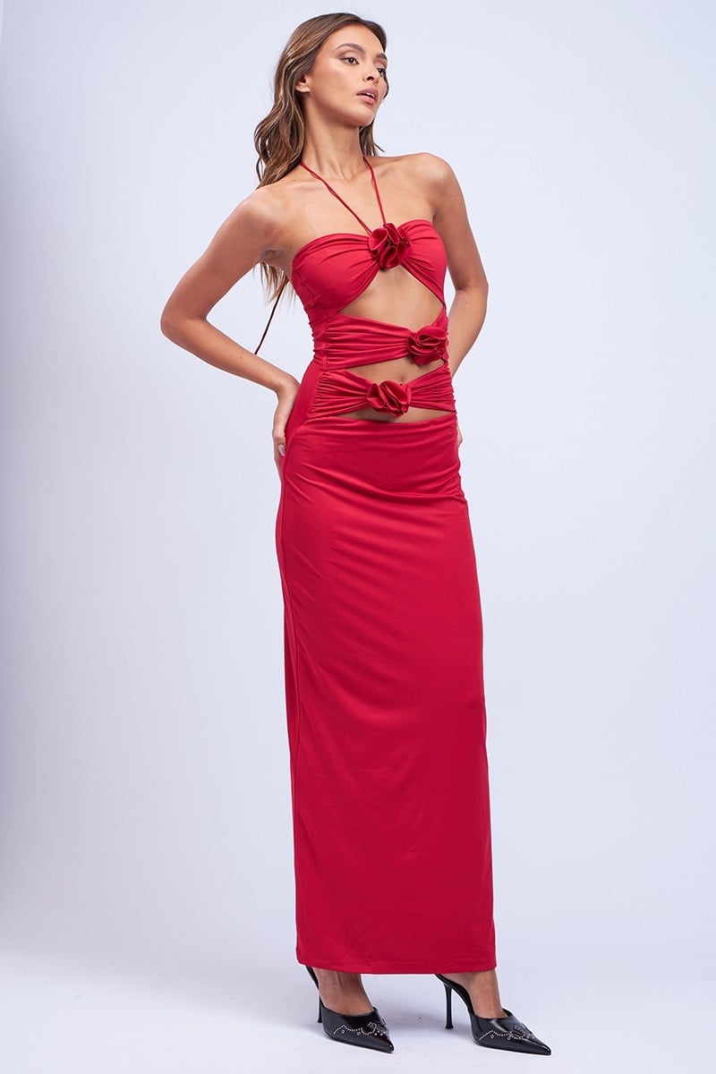 Nicola Rosette Column Dress Etiquette Boutique