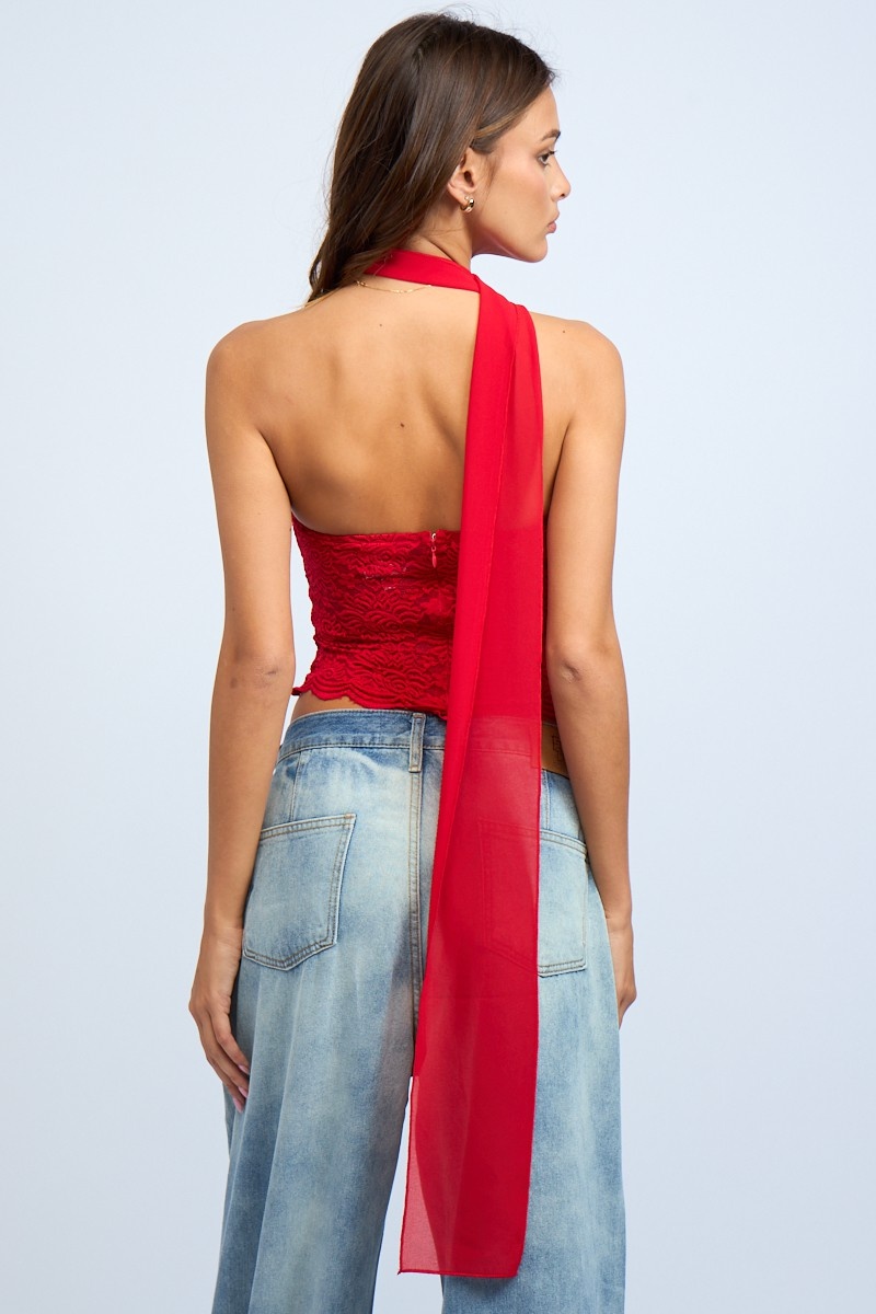 Valentina Strapless Lace Top with Scarf - FINAL SALE