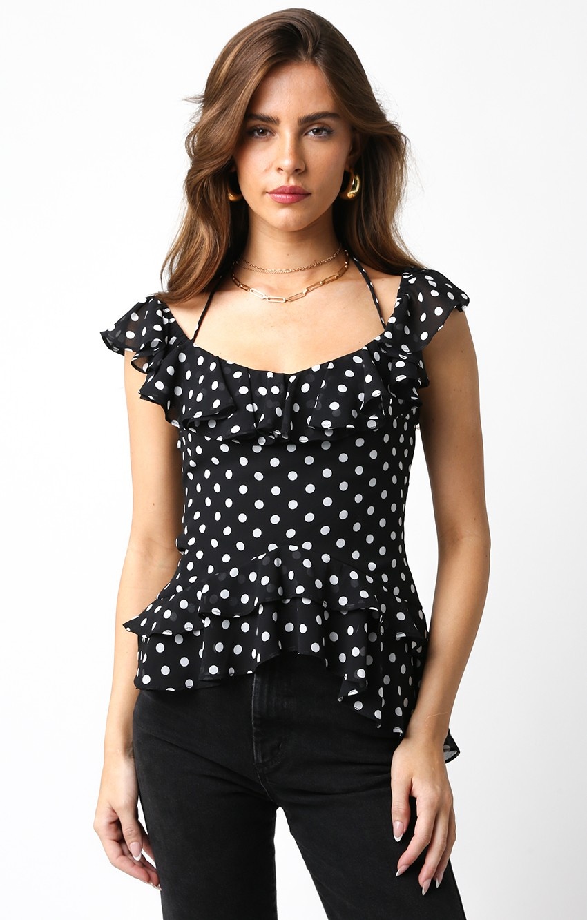 Ruffle polka dot top on sale