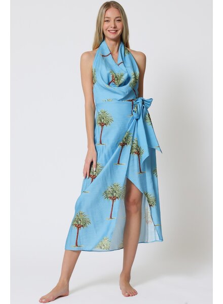 Under the Palms Exposed Back Wrap Dress