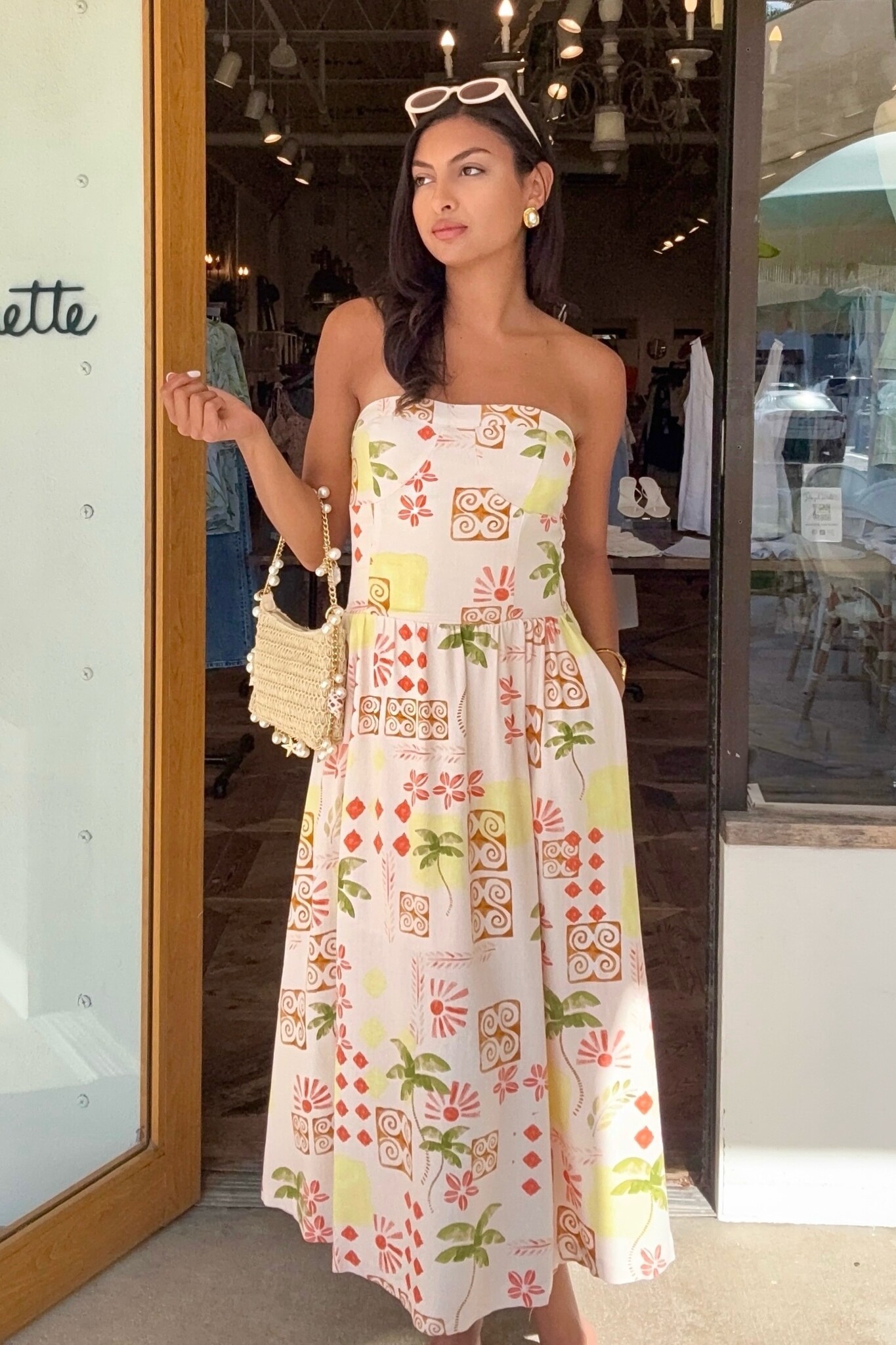 Soleil Palm Print Midi Dress Soleil Palm Print Midi Dress