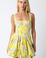 Peony Cotton Bubble Hem Mini Dress