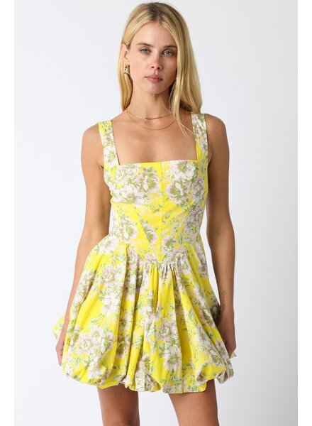 Peony Cotton Bubble Hem Mini Dress
