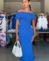 La Belle Azure Knit Midi Dress