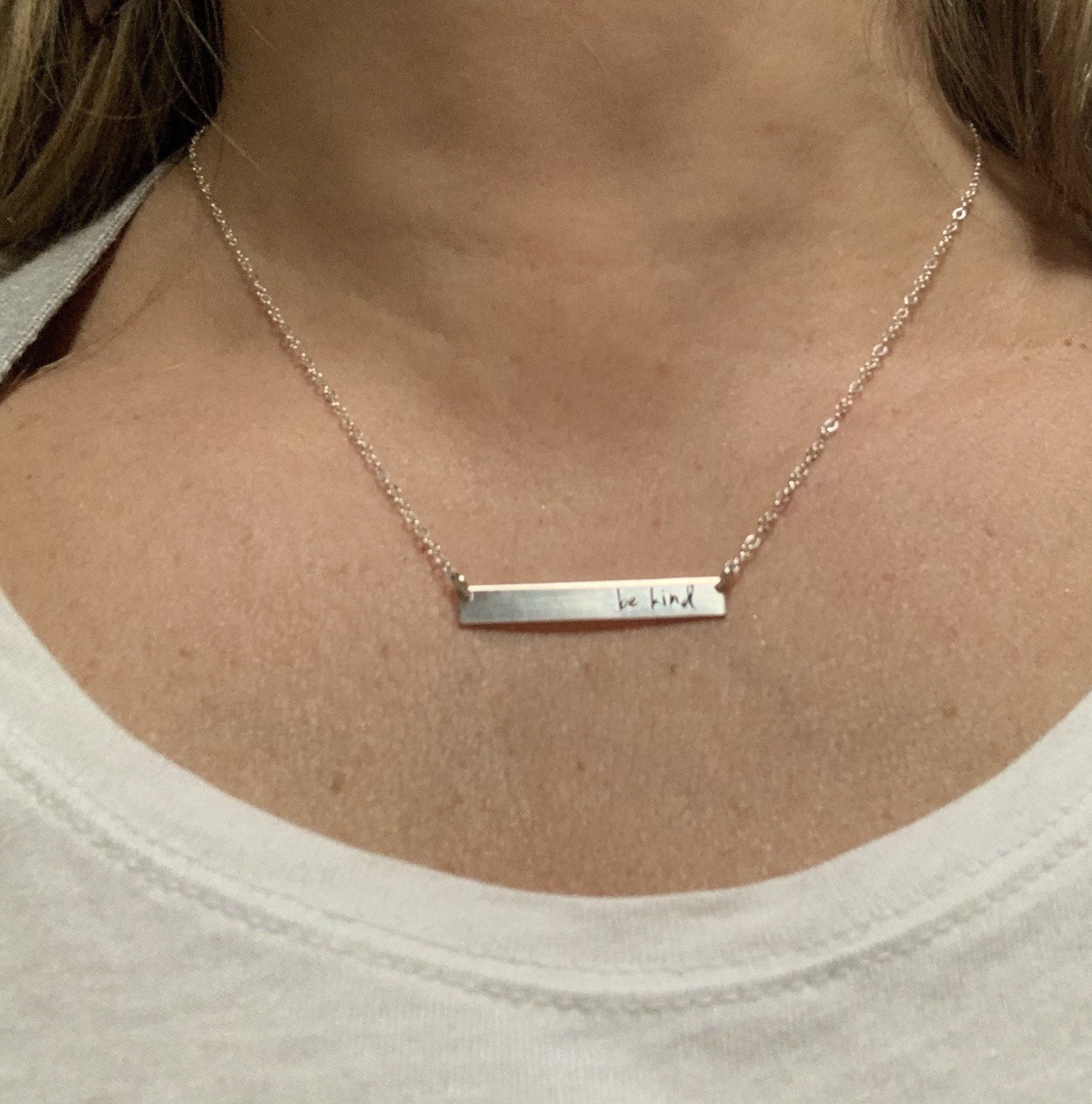Necklace Hand Stamped Silver Bar Shop KIND