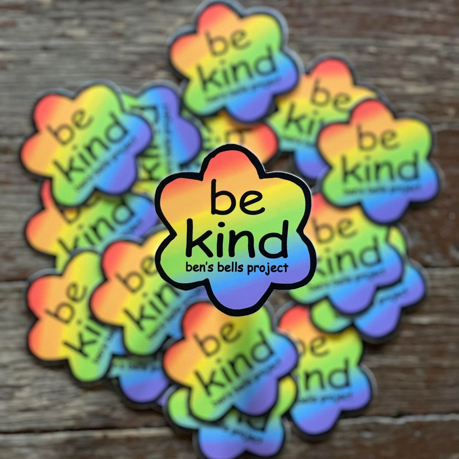 Ben's Bells Vinyl Sticker - be kind Flower Pride