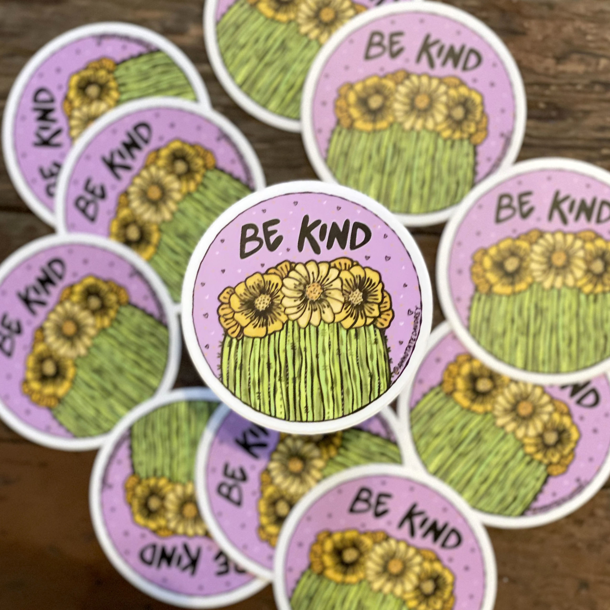 Annotated Audrey Vinyl Sticker - Be Kind Cactus