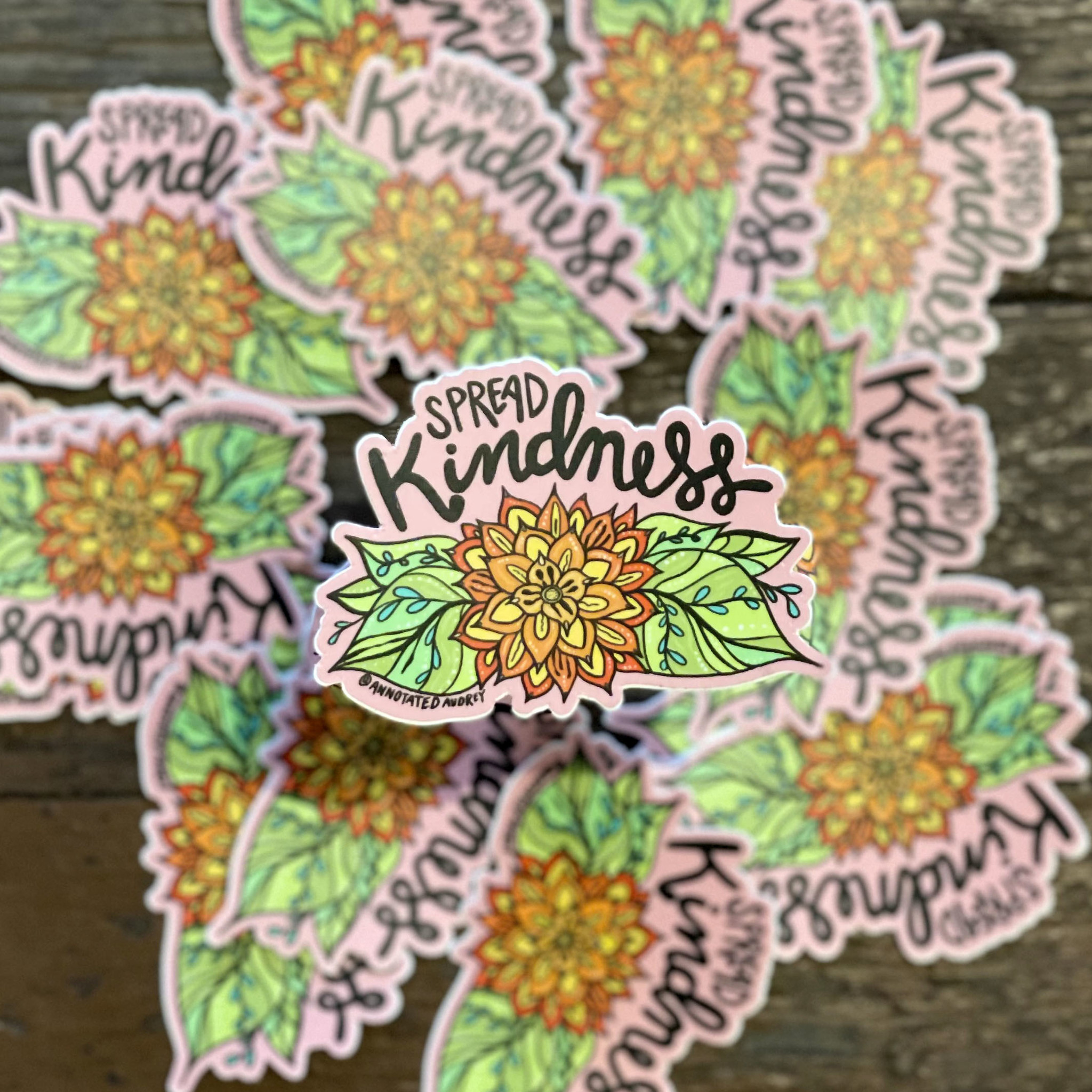 Annotated Audrey Vinyl Sticker - Spread Kindness