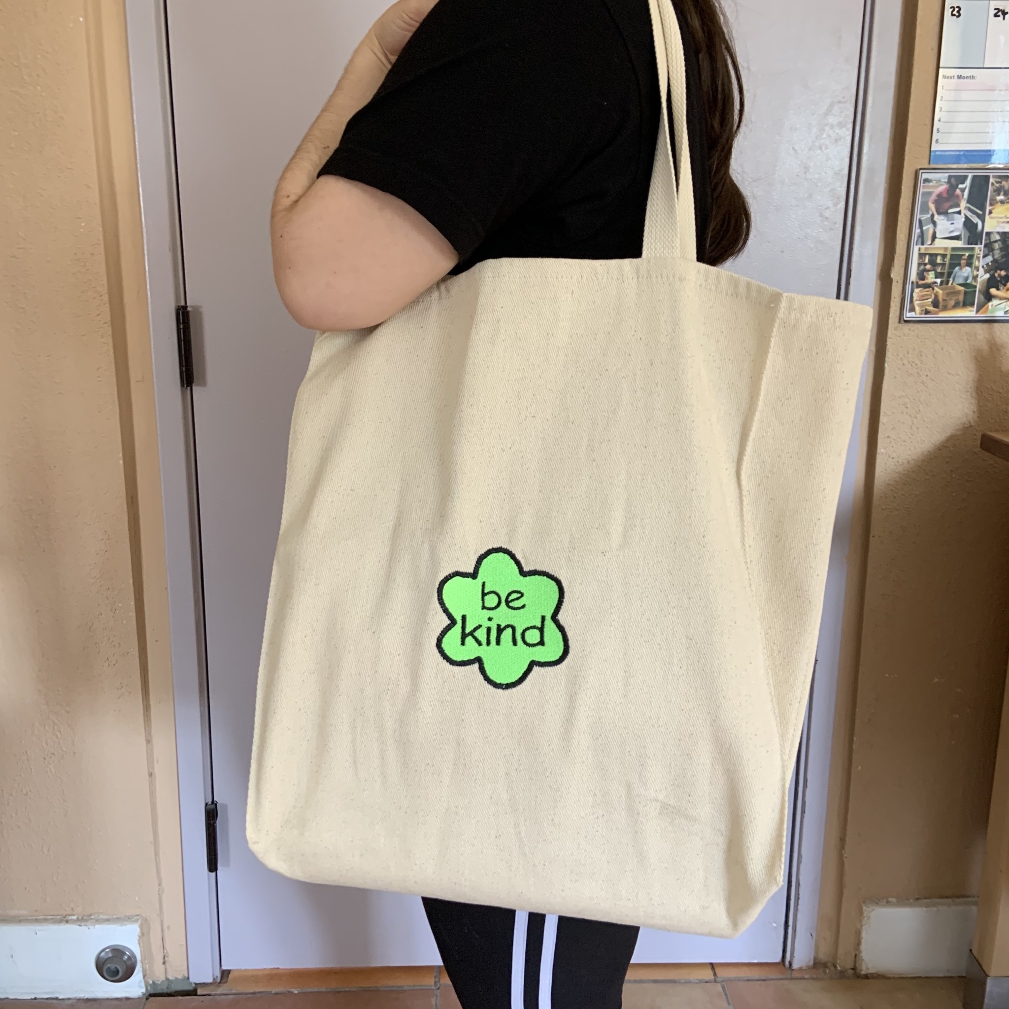 Kind Stitches Embroidered Canvas Tote
