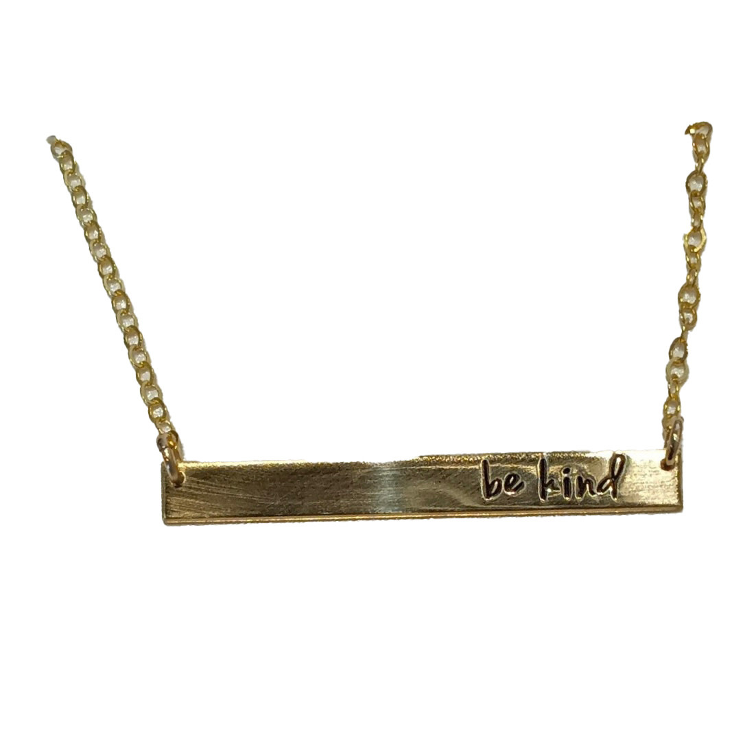 Words by Heart Necklace - Hand Stamped Gold Bar (Words by Heart)