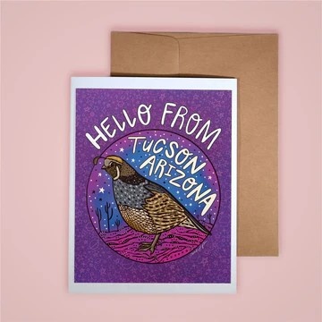 Card - Hello From Tucson Arizona Quail (Annotated Audrey)