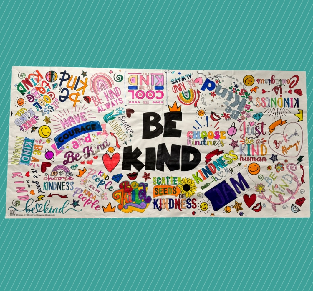 Creative Crayons Workshop Spread Kindness Positive Affirmation Coloring Tablecloth