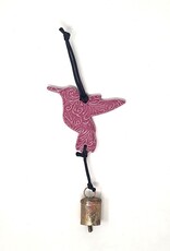 Ben's Bells Hummingbird Ornament Pink Swirl Pattern