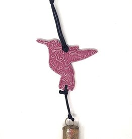 Ben's Bells Hummingbird Ornament Pink Swirl Pattern