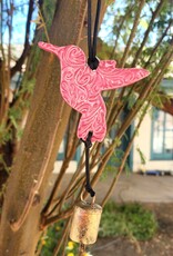 Ben's Bells Hummingbird Ornament Pink Swirl Pattern
