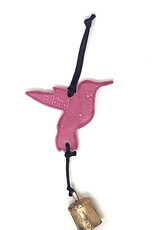Ben's Bells Hummingbird Ornament Pink Swirl Pattern