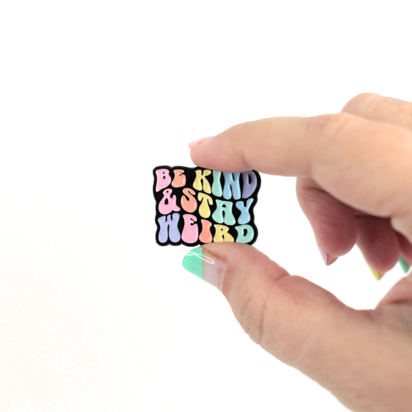 Electric Little Things Enamel Pin - Be Kind & Stay Weird Retro Lettering