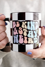 Electric Little Things Ceramic Mug - Be Kind & Stay Weird Rainbow Checkered