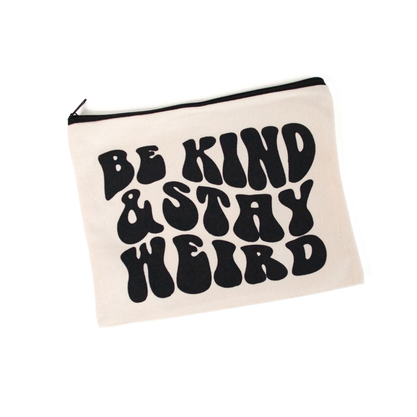 Electric Little Things Zipper Pouch - Be Kind & Stay Weird Natural Canvas