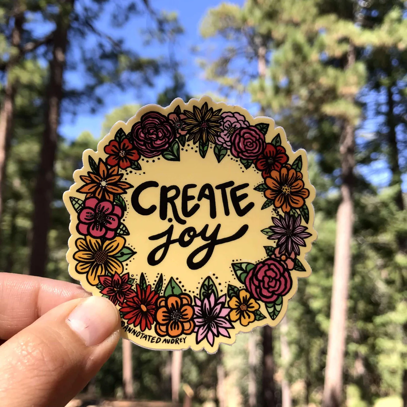 Annotated Audrey Vinyl Sticker - Create Joy