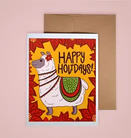Annotated Audrey Holiday Card - Happy Holidays Alpaca