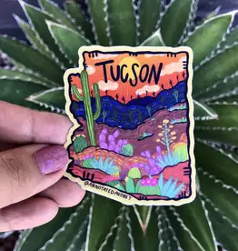 Annotated Audrey Vinyl Sticker - Tucson AZ Orange Sky