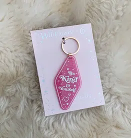 Wildflower & Co. Glitter Motel Keychain - Be Kind To Yourself
