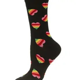 MeMoi Crew Socks - Rainbow Heart Bamboo