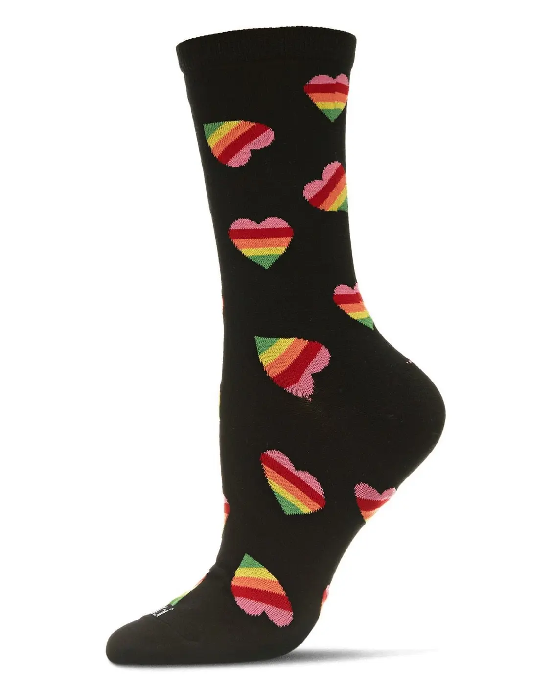 MeMoi Crew Socks - Rainbow Heart Bamboo
