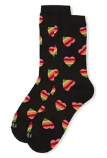 MeMoi Crew Socks - Rainbow Heart Bamboo