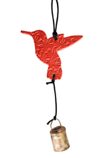 Ben's Bells Hummingbird Ornament - Poppy Orange Floral
