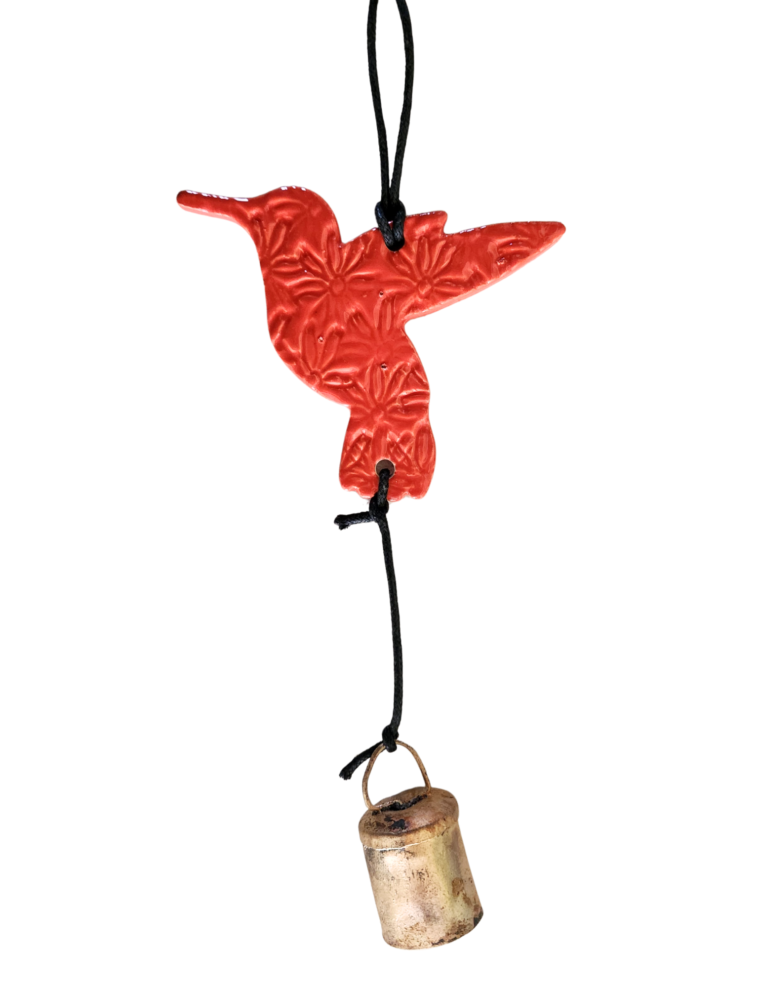 Ben's Bells Hummingbird Ornament - Poppy Orange Floral