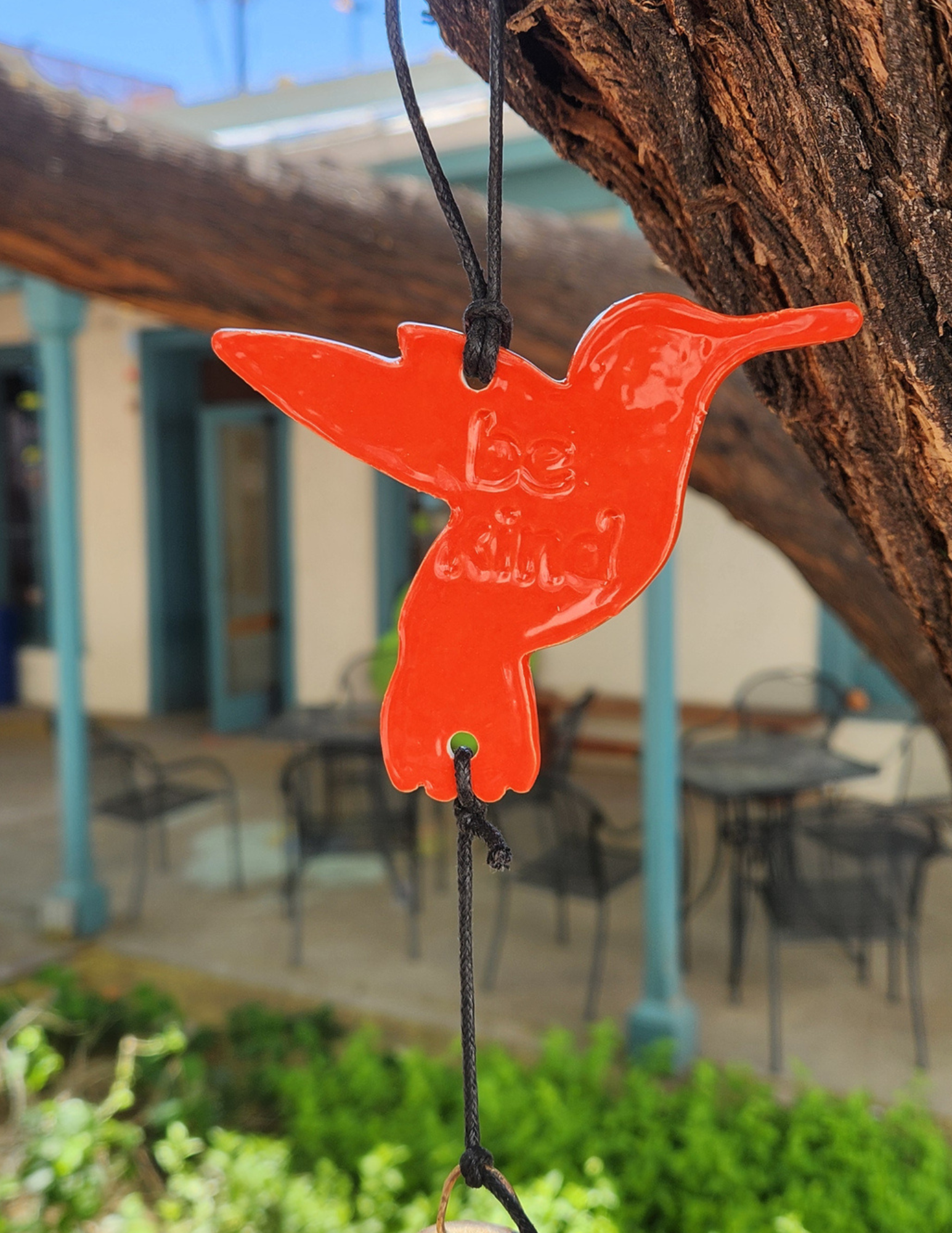 Ben's Bells Hummingbird Ornament - Poppy Orange Floral