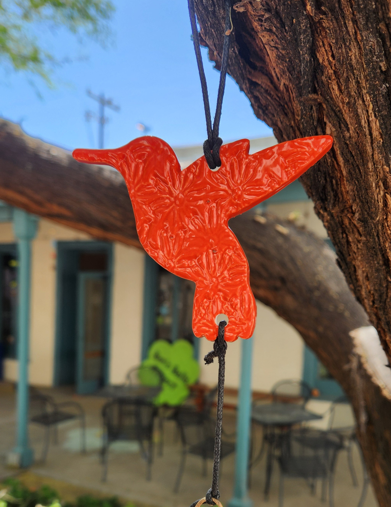 Ben's Bells Hummingbird Ornament - Poppy Orange Floral