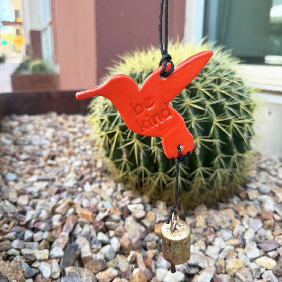 Ben's Bells Hummingbird Ornament - Poppy Orange Floral