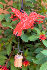 Ben's Bells Hummingbird Ornament - Poppy Orange Floral