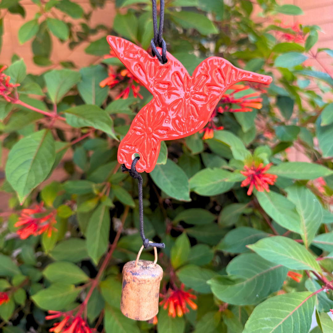 Ben's Bells Hummingbird Ornament - Poppy Orange Floral