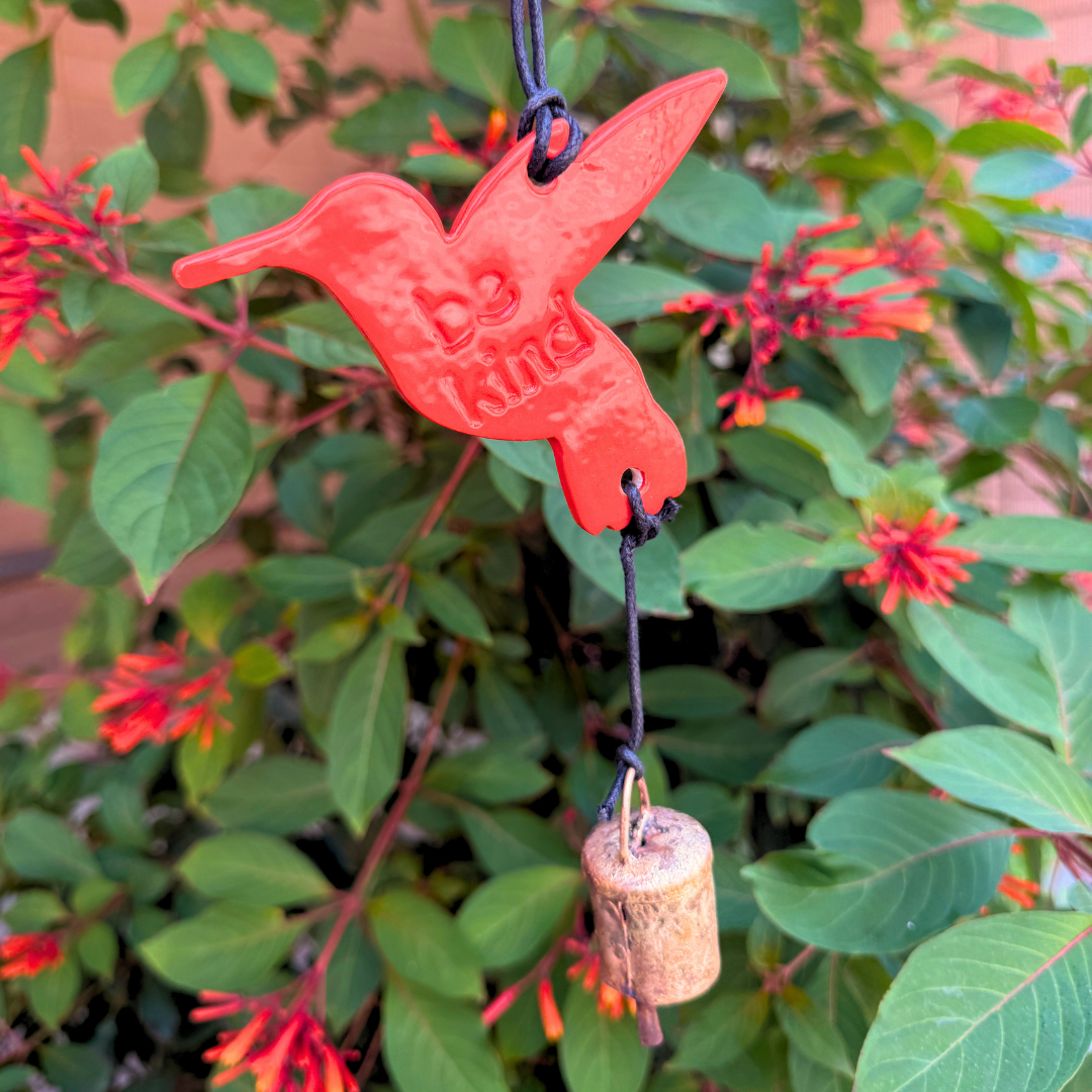 Ben's Bells Hummingbird Ornament - Poppy Orange Floral