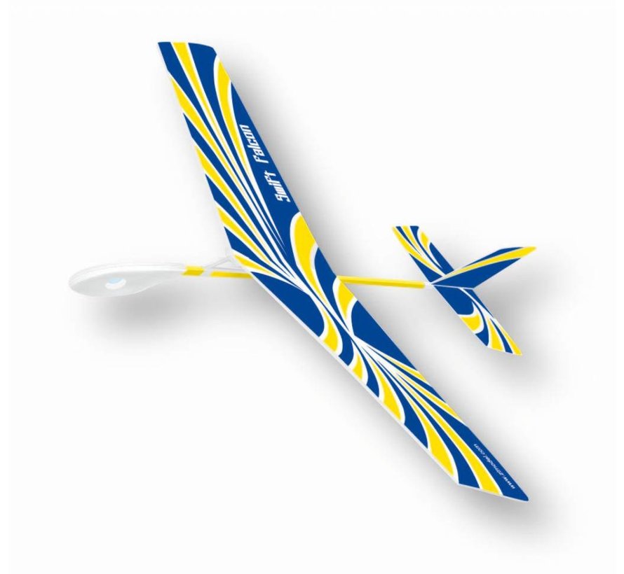 Swift Falcon Rubber Band Wind Up Glider Blue yellow