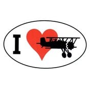 I Love Flying Oval Sticker
