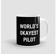 Airportag Mug World's Okayest Pilot Black 11 oz