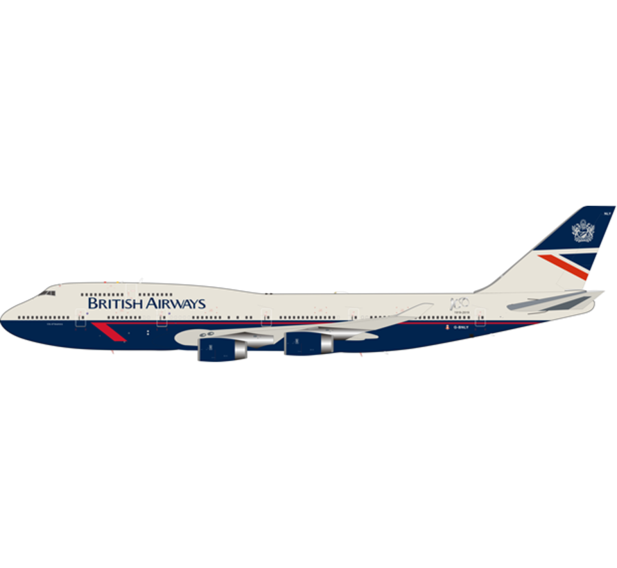 B747-400 British Airways Landor Retro Livery #BA100 G-BNLY 1:200 with Stand