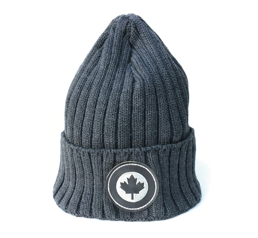 Heavyweight Rib Knit Roundel Tuque With Cuff