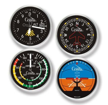 Trintec Industries Coaster Set Cessna Round 4 Piece