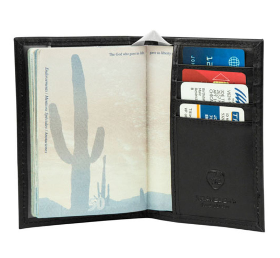 RFID Blocking Leather Passport Case Wallet Black