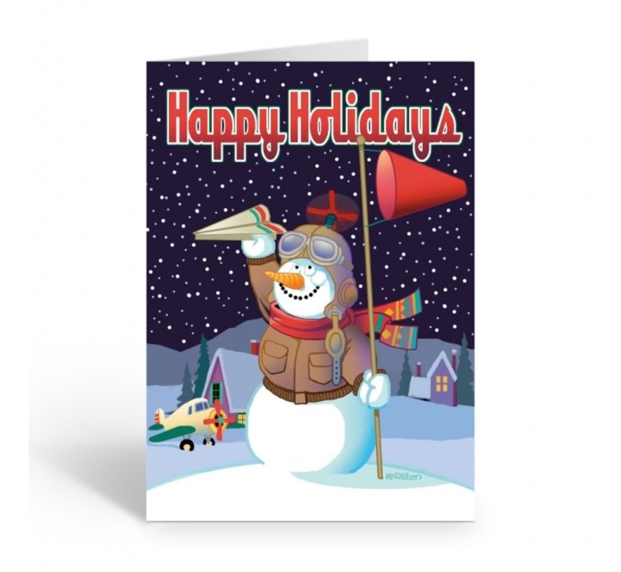 Airplane Theme Snowman  Boxed Cards (18)