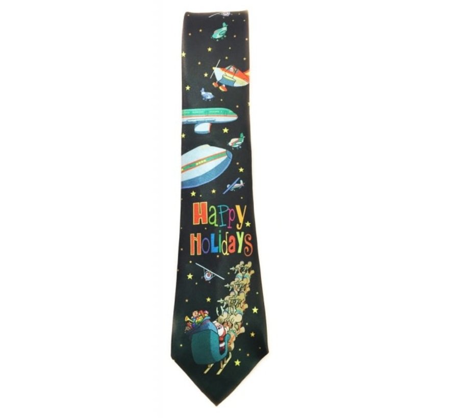 Funny Airplane Christmas Tie - Happy Holidays